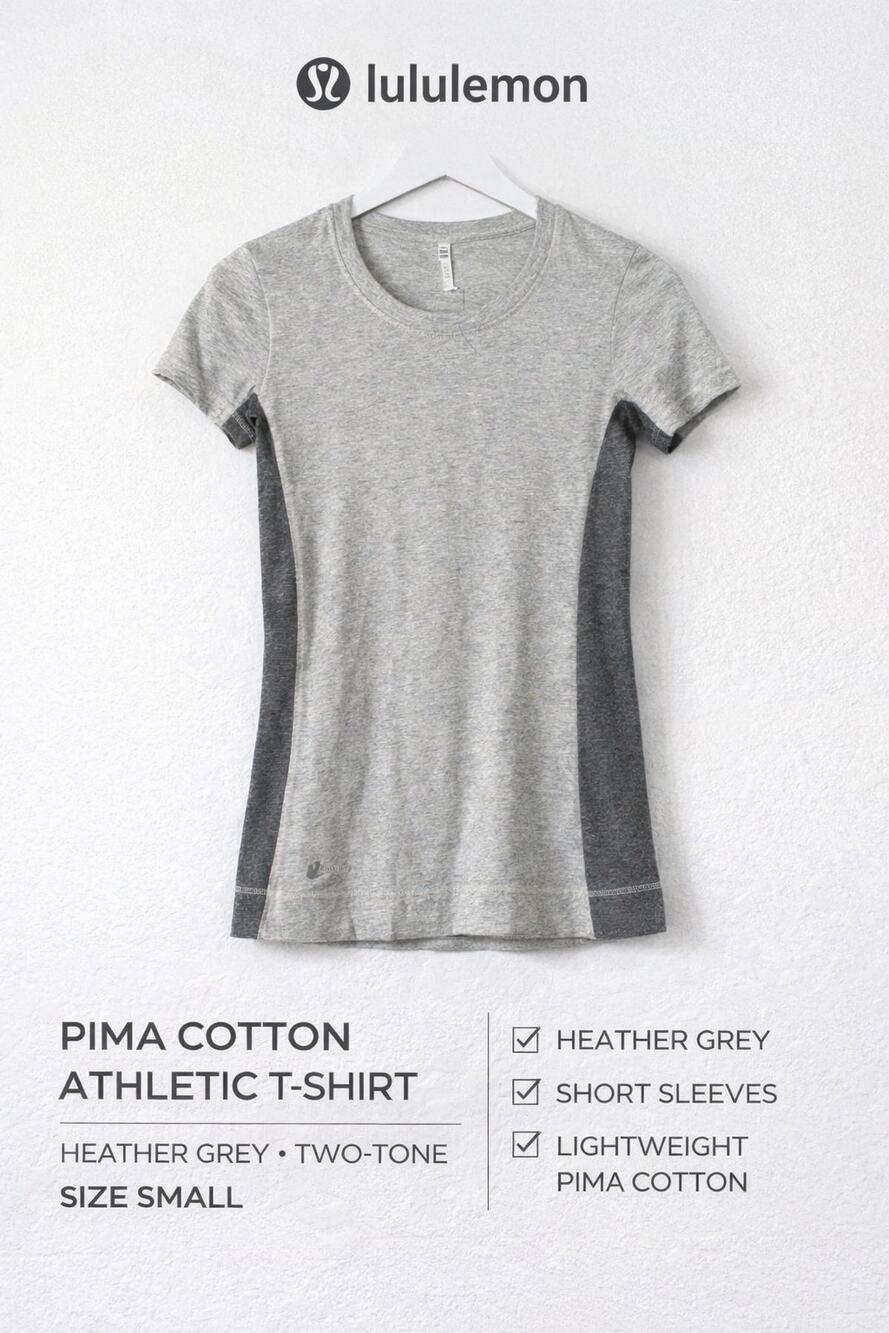 Lululemon Pima Cotton T Shirt Heather Grey Short Sleeve Athletic Size 2